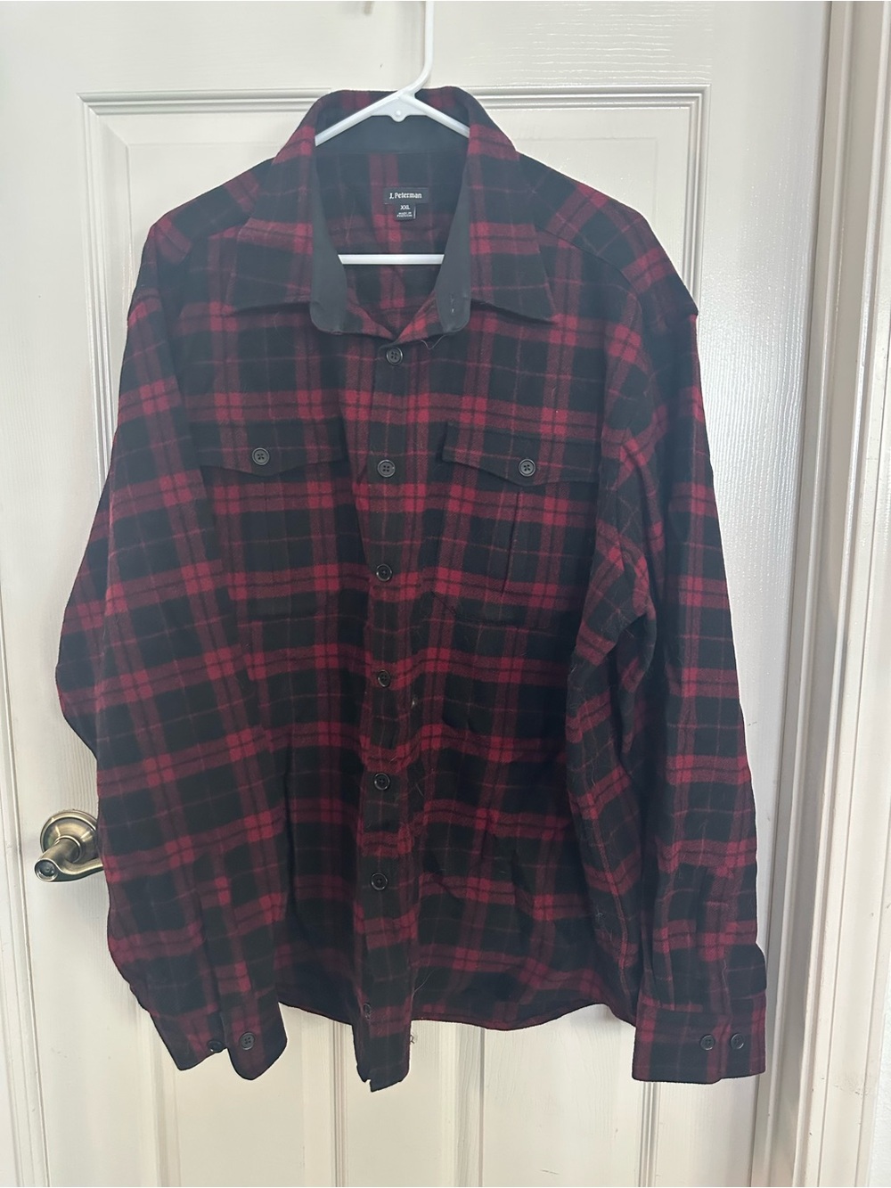 J. Peterman Red and Black Plaid Casual Button-Down Shirt